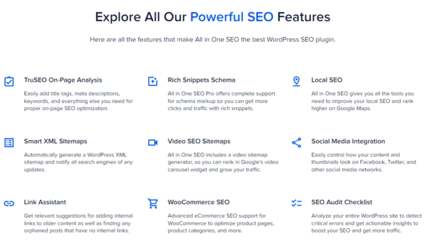 All in one SEO פיצ'רים