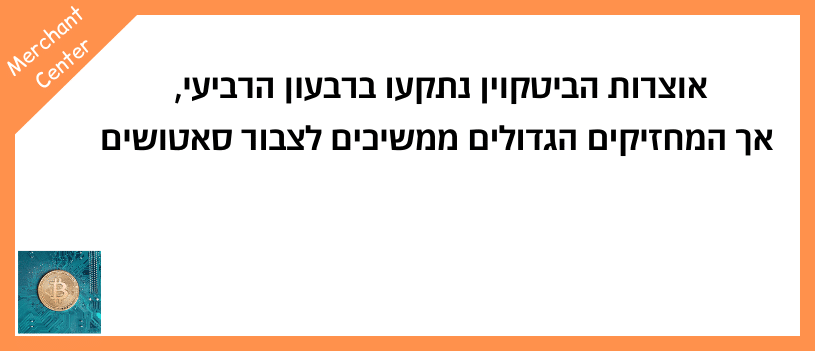 אוצרות הביטקוין נתקעו ברבעון הרביעי, אך המחזיקים הגדולים ממשיכים לצבור סאטושים